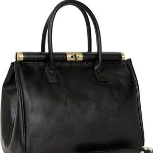 Vera Pelle Leather Hexagona Cowhide Handbag Made in Italy